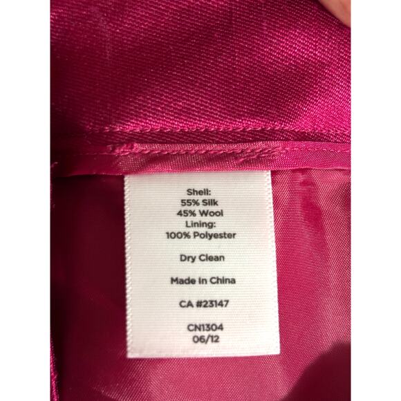 Talbots Pants Womens Sz 12 Pink Signature Tapered Ankle Lined Silk Wool Blend - Picture 5 of 11